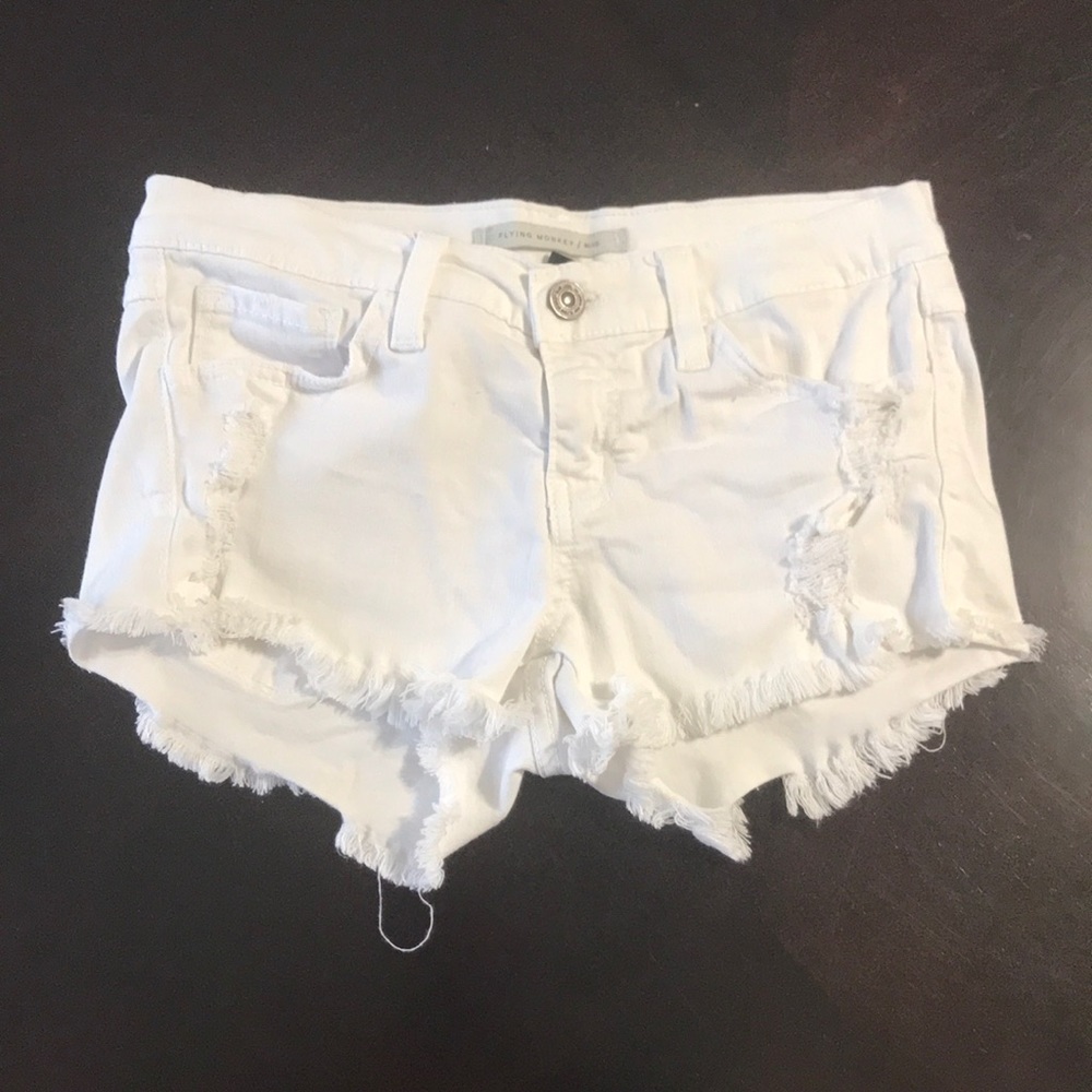 Flying Monkey / Blue white raw edge shorts